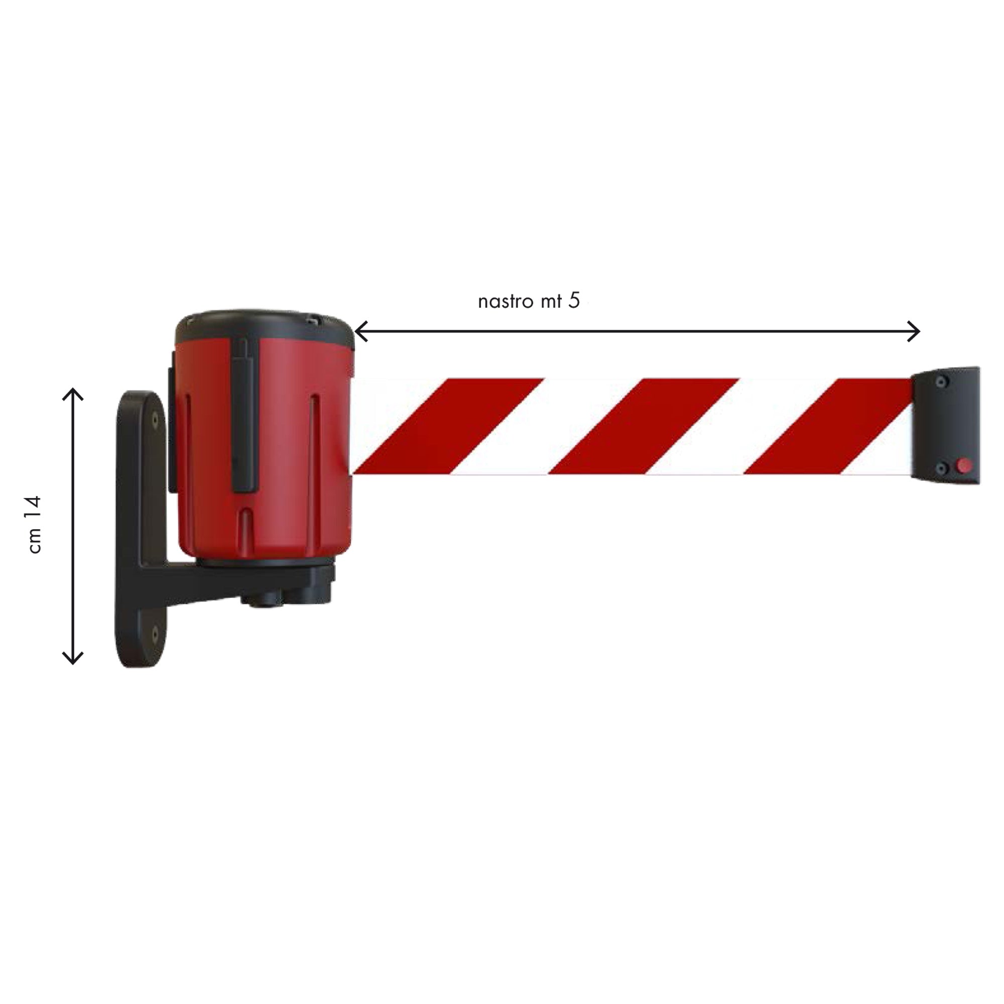 studio-t-kit-testina-rondo-tensa-nastro-estensibile-5m-rosso-bianco-fissaggio-muro