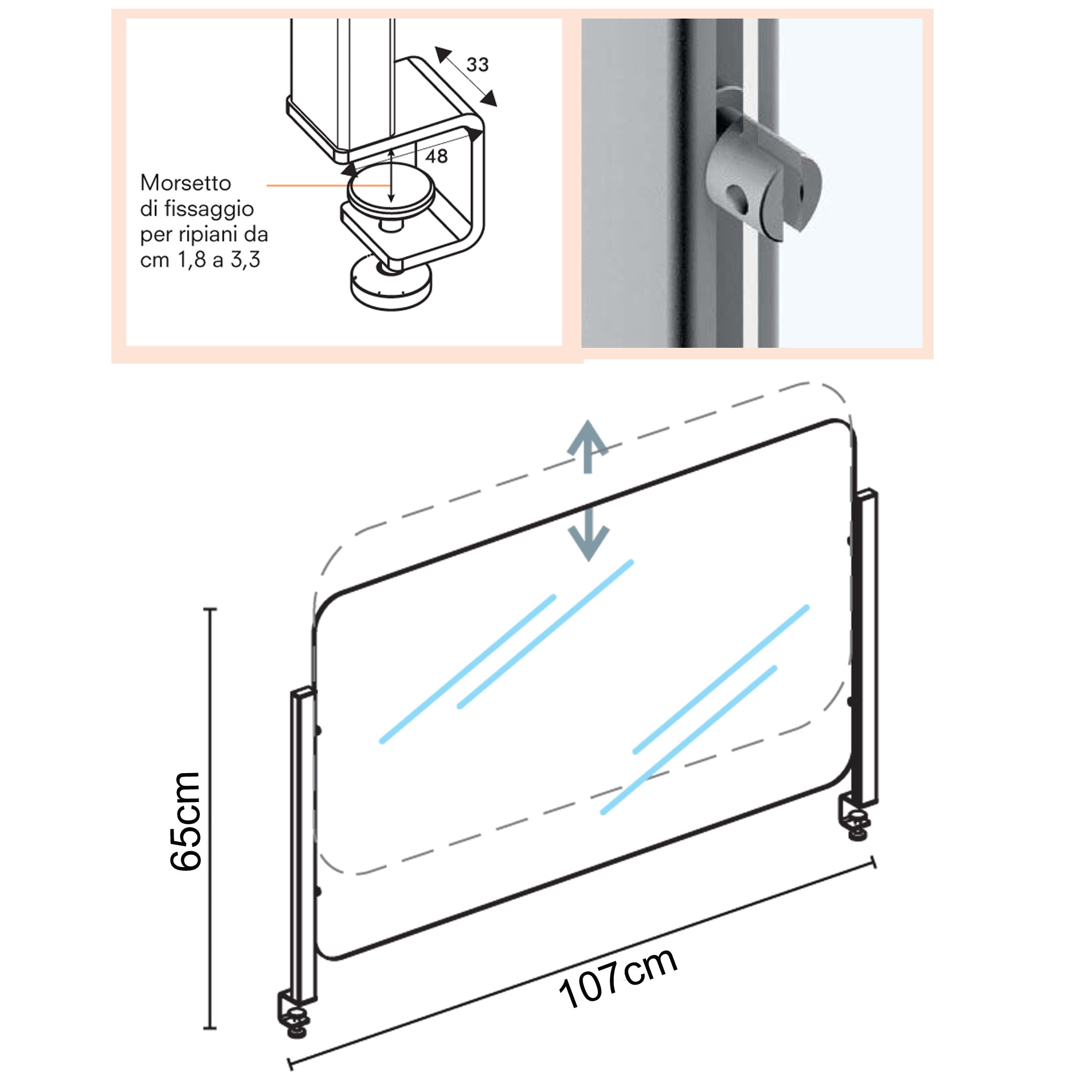 studio-t-schermo-protettivo-scrivania-slim-h65xl107cm-morsetto-alluminio-silver