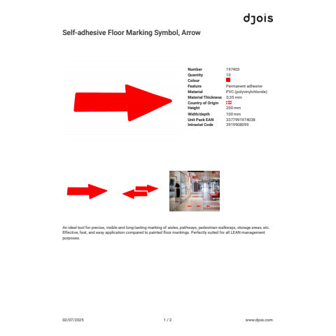 tarifold-sticker-pavimenti-freccia-20x5-cm-rosso-conf-10-pz-b197403