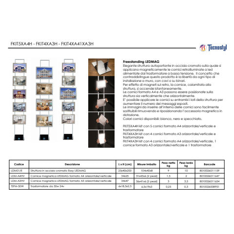 tecnostyl-struttura-autoportante-kit-ledmag-trasformatore-4-cornici-specchiate-a3-fkit4xa3h