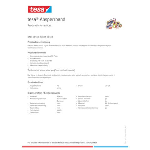 tesa-nastro-segnaletico-signal-universale-opp-adesivo-acrilico-50mm-x-66m-rosso-bianco-58134-00000-00