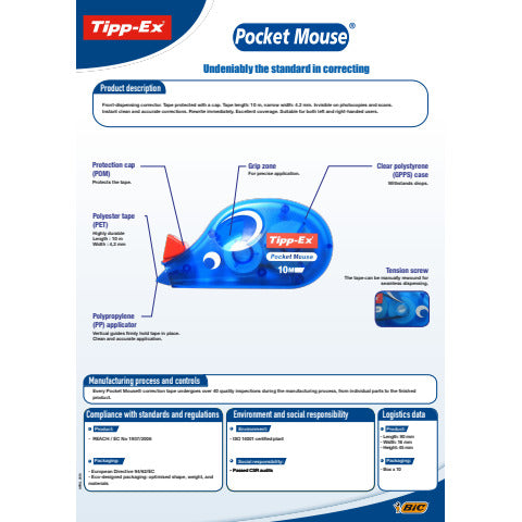 tipp-ex-correttore-nastro-pocket-mouse-4-2-mm-x-10-m-blister-1-pezzo-8207901