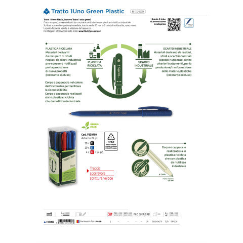 tratto-penne-sfera-1uno-green-plastic-punta-1-mm-0-5-mm-assortiti-conf-24-pezzi-f838400