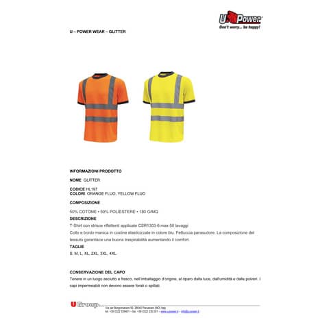 u-power-ec-t-shirt-alta-visibilita-glitter-cotone-poliestere-arancio-fluo-taglia-l-hl197of-glitter-l