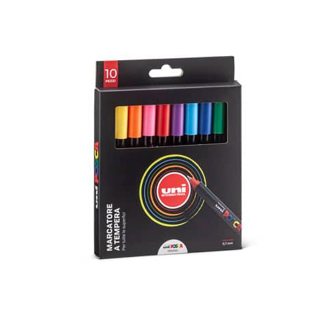 uni-mitsubishi-marcatore-tempera-inchiostro-pigmentato-uni-posca-ultra-fine-0-7-mm-col-assortiti-conf-10-pz-m-pc1mr-10p