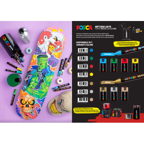 uni-posca-gift-box-marcatore-tempera-punta-media-colori-assortiti-tappo-barattolo-argento-m-84008608
