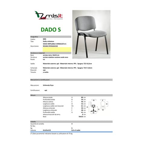 unisit-sedia-visitatore-4-gambe-dado-d5s-acciaio-nero-rivestimento-ignifugo-blu-conf-4-pezzi-d5s-4-ib