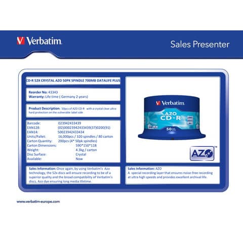 verbatim-cd-r-azo-52x-700-mb-spindle-case-50-cd-r-43343