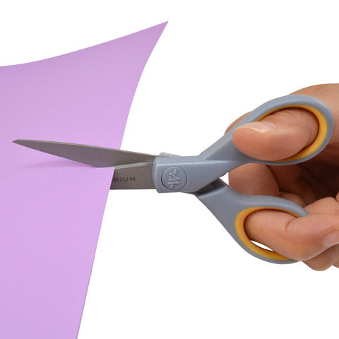 westcott-forbici-softgrip-titanium-super-simmetrica-giallo-grigio-lama-18-cm-e-30470-00