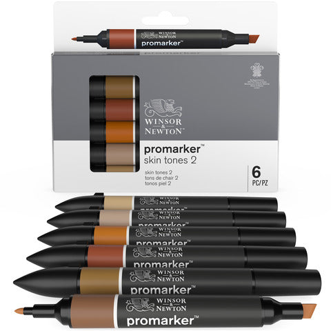 winsor-newton-pennarelli-winsornewton-promarker-doppia-punta-fine-larga-conf-6-pz-toni-carne-scuro-0290115