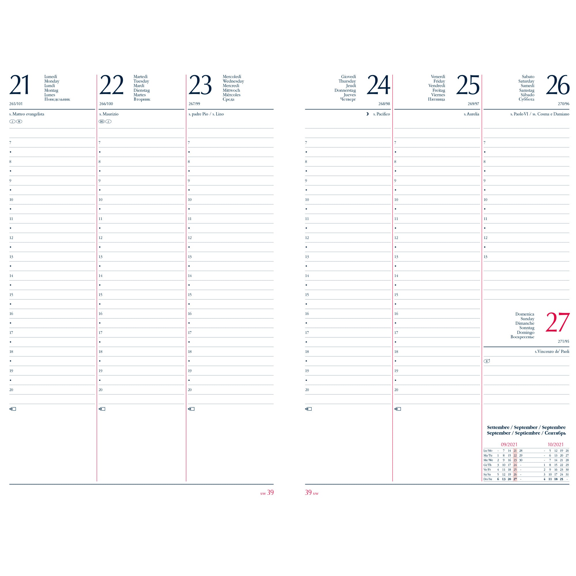 NO-BRAND - Agenda settimanale 2026 dim.17x24cm cop. In carta imbottita nero - 9131XMT14