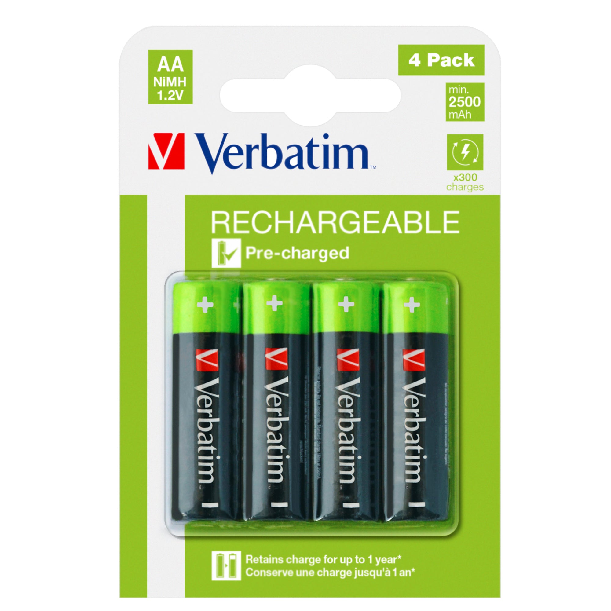VERBATIM - 4 batterie /hr6 aa ricaricabili - 49517