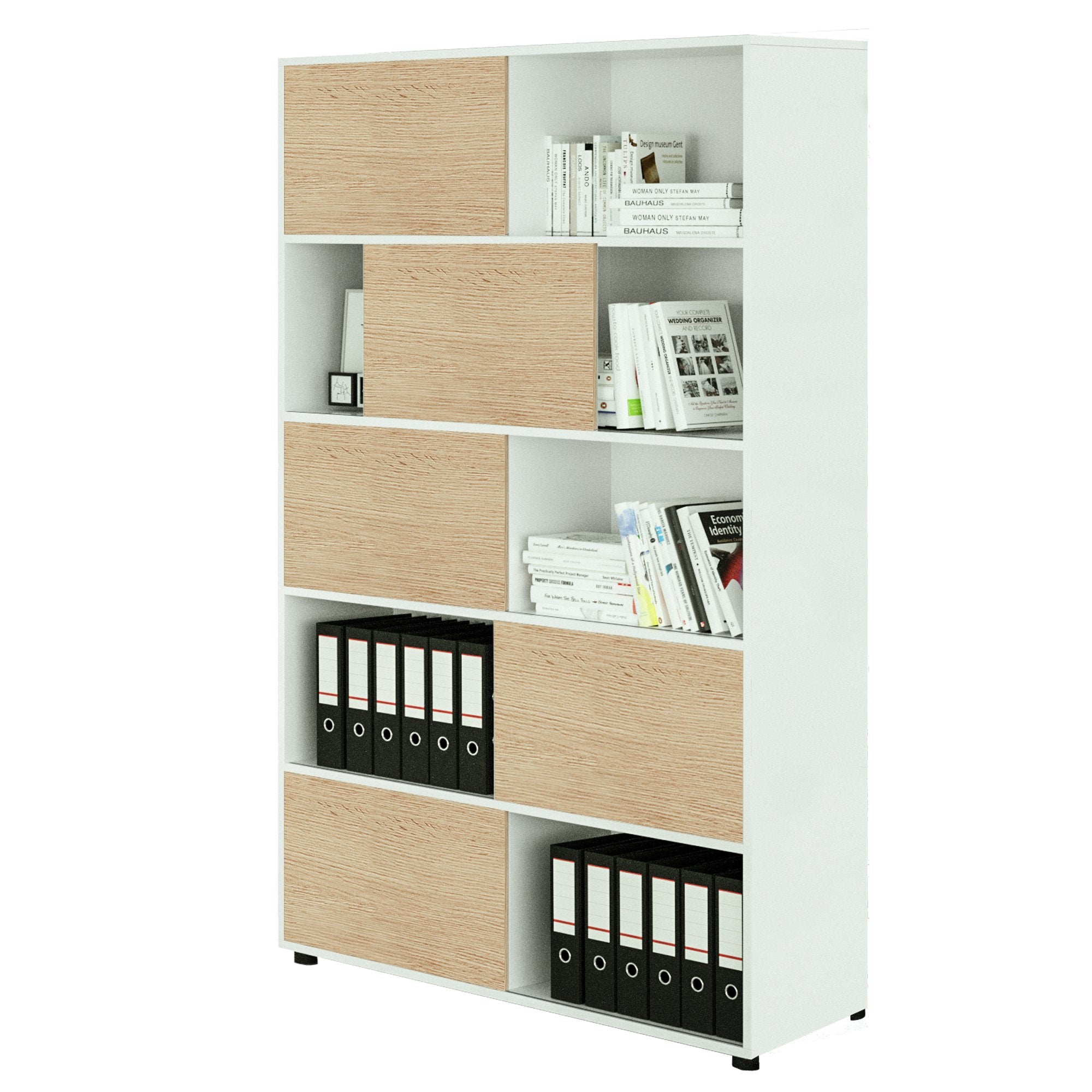 artexport-libreria-alta-5-ripiani-ante-scorr-120x35cm-h191cm-bianco-rovere-tetris