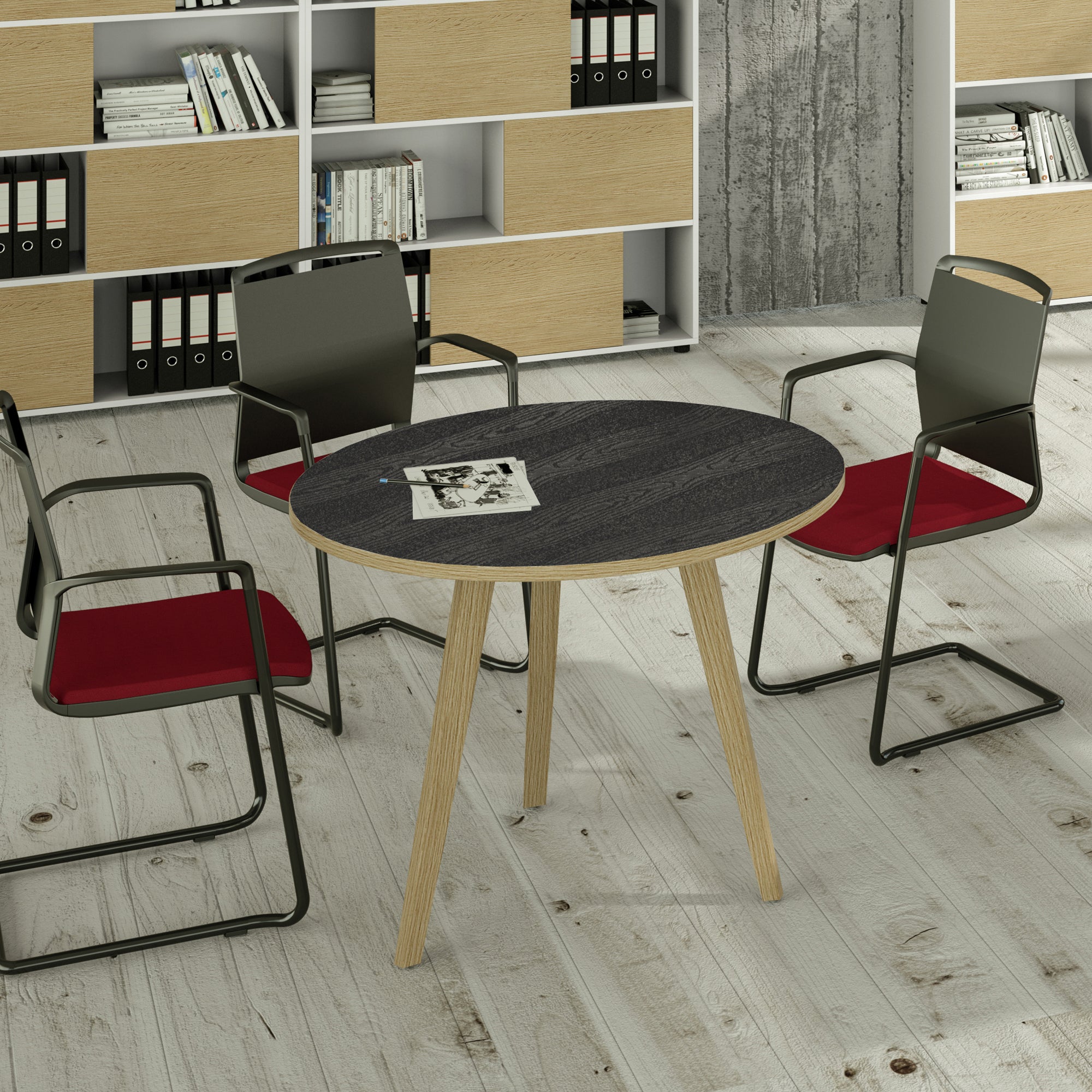 artexport-tavolo-riunione-tondo-d100cm-rovere-nero-venato-woody