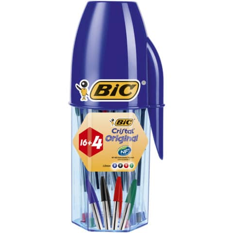 bic-penne-sfera-cappuccio-cristal-original-1-mm-colori-assortiti-astuccio-portapenne-20-pezzi-929081