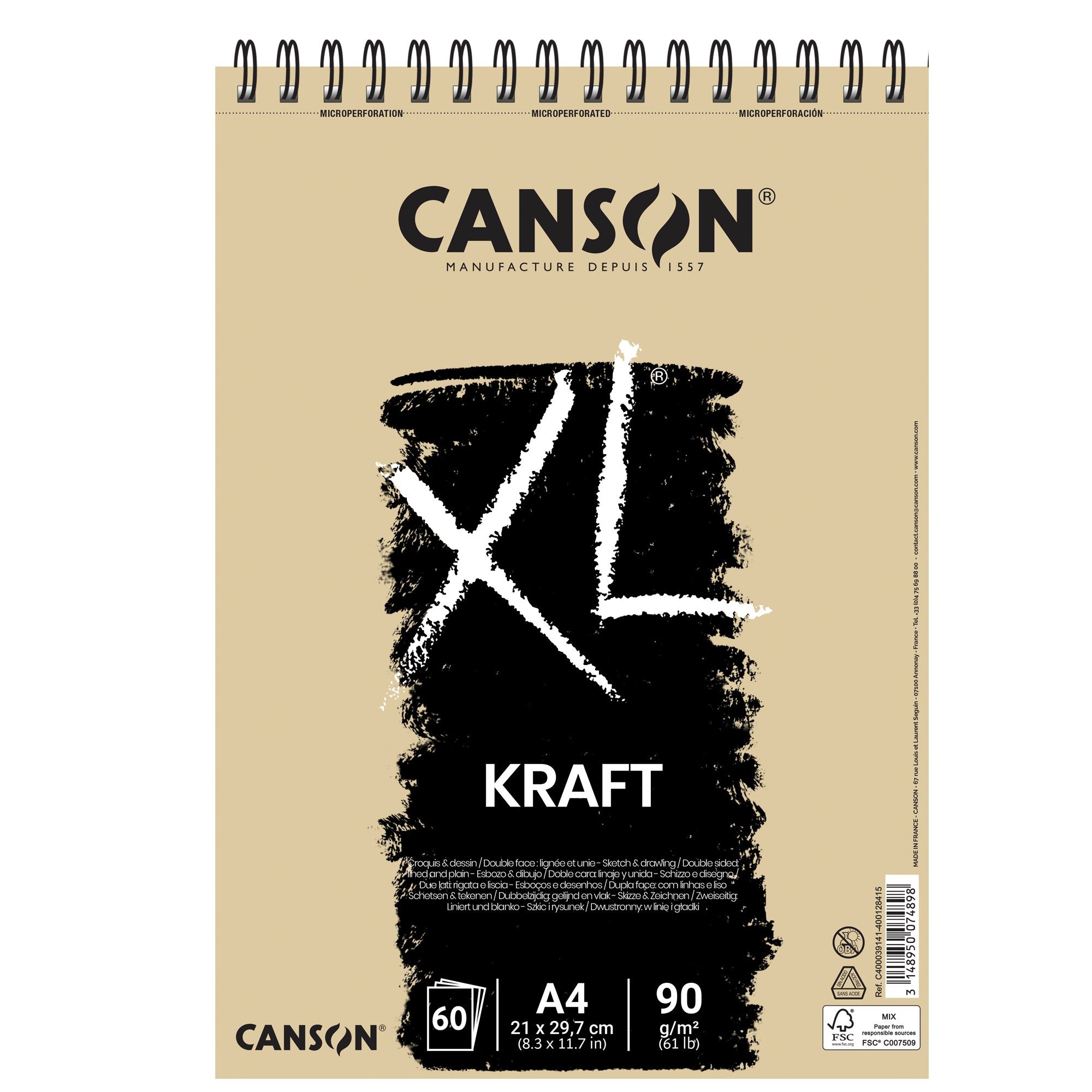 canson-album-spiralato-lato-corto-xl-kraft-a4-60-fg-90-gr-