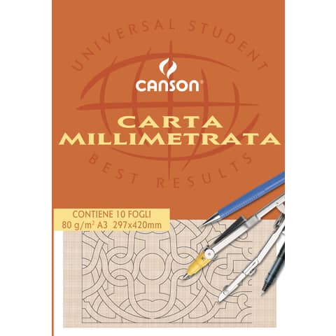 canson-blocco-disegno-carta-millimetrata-bianco-arancio-80-g-mq-10-fogli-a3-c200005824