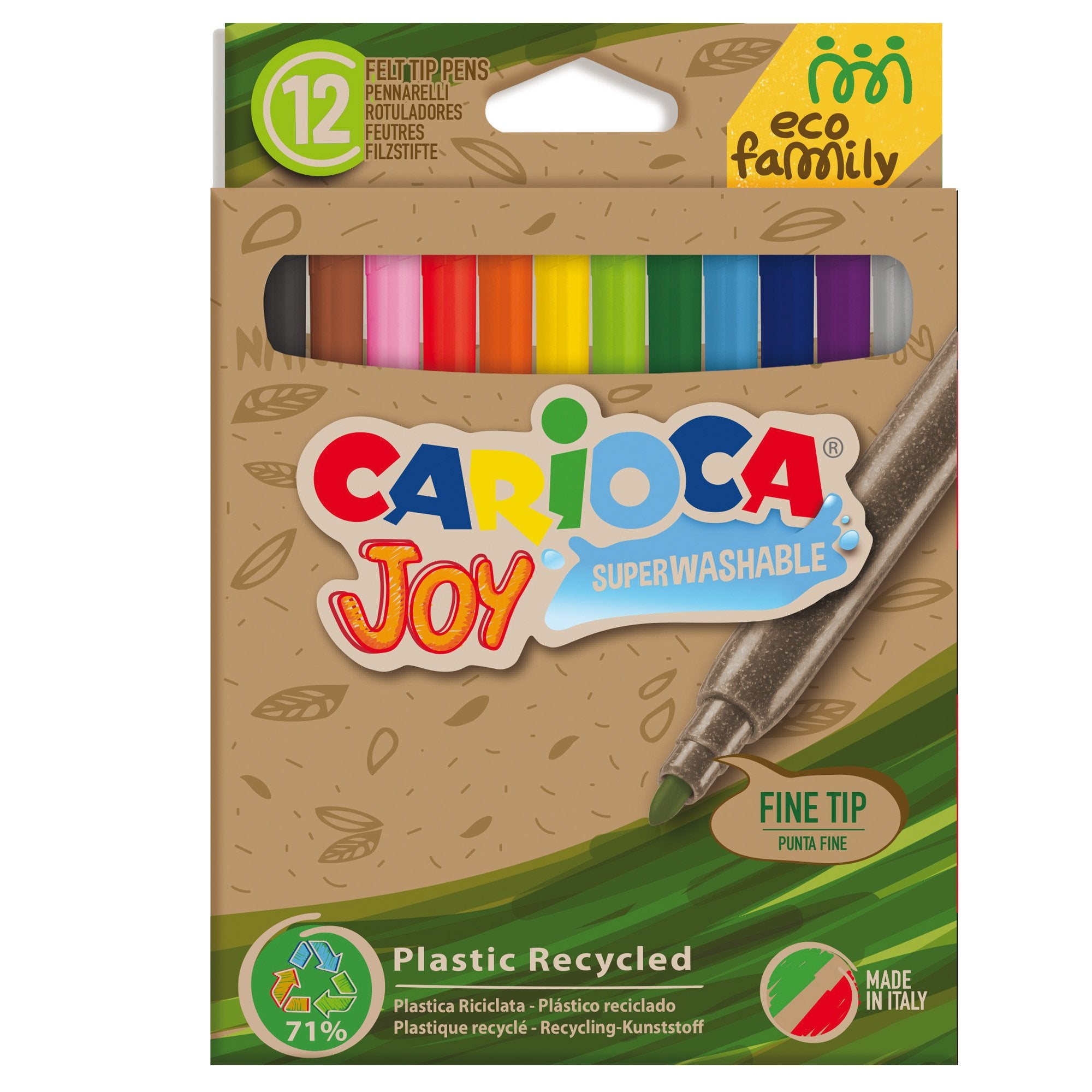carioca-scatola-12-pennarelli-joy-eco-family-lavabili-colori-assortiti