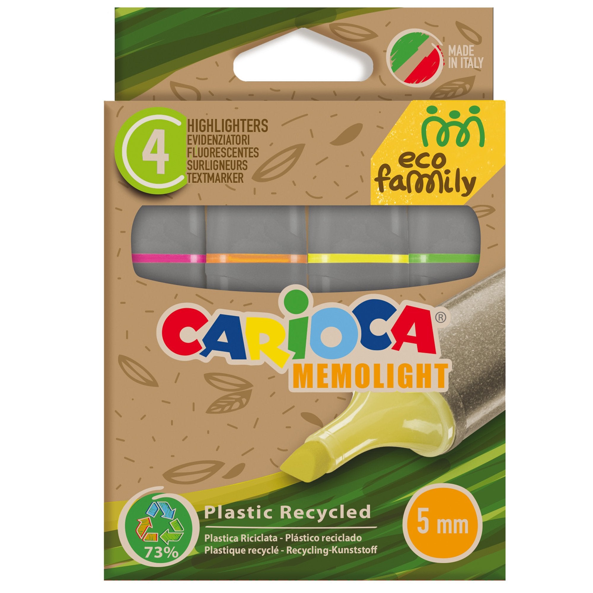 carioca-scatola-4-evidenziatori-memolight-eco-family-colori-assortiti