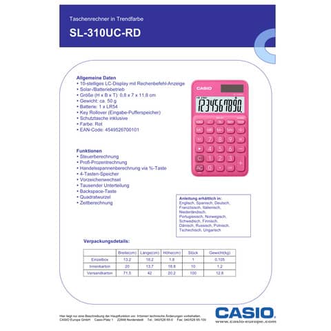 casio-calcolatrice-scientifica-tascabile-10-cifre-solare-batteria-rosso-sl-310uc-rd-w-ec