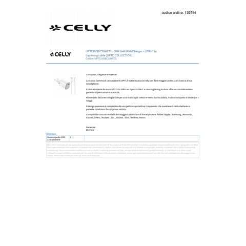 celly-caricatore-parete-gan-1x-usb-c-20w-cavo-usb-c-lightning-bianco-uptc1usbc20wctl