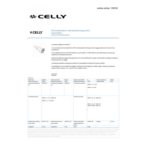 celly-caricatore-parete-gan-1x-usb-c-25w-1x-usb-a-18w-bianco-uptc1usb1usbc25