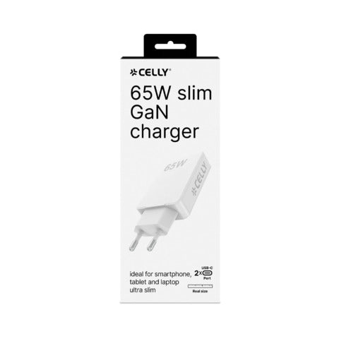 celly-caricatore-parete-ultra-slim-gan-2x-usb-c-65w-bianco-slimtc2c65wwh