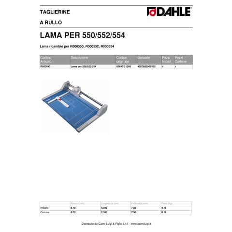 dahle-lama-ricambio-taglierine-550-552-554-grigio-r000647