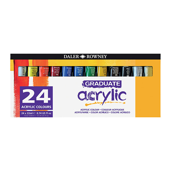 daler-rowney-set-24-tubi-22ml-colore-acrilico-fine-graduate-colori-assortiti