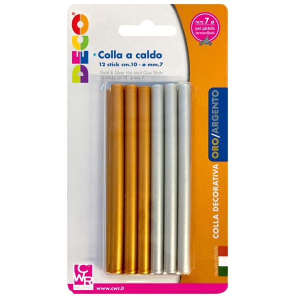 deco-12-stick-colla-caldo-oro-argento-d-7mm-lungh-10cm