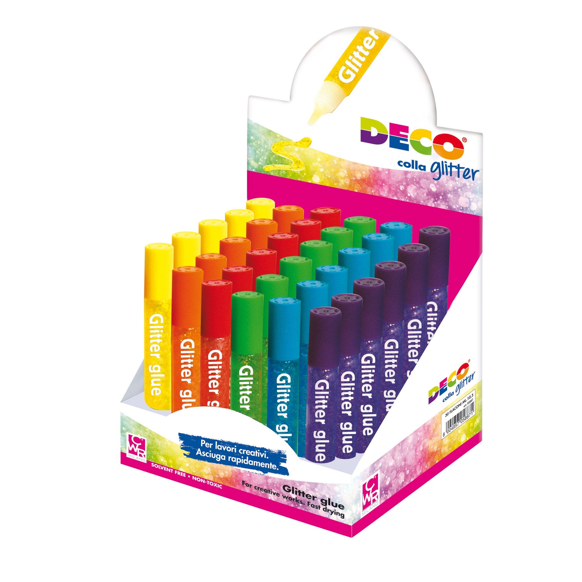 deco-display-colla-glitter-30-penne-10-5ml-colori-assortiti-pastello