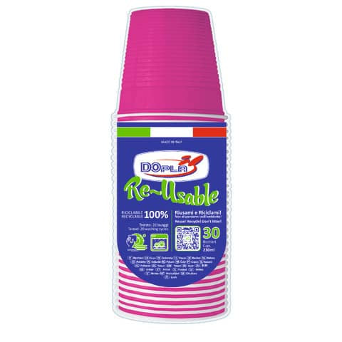 dopla-reusable-bicchieri-fucsia-polistirene-conf-30-pz-230-ml-22699