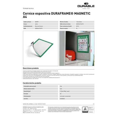 durable-cornice-espositiva-duraframe-magnetic-formato-a4-conf-5-pz-verde-4869-05