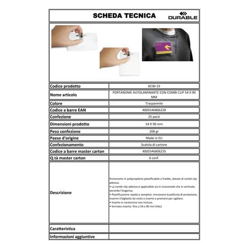 durable-portanomi-autolaminante-combi-clip-trasparente-inserto-fino-54x90mm-conf-25-823019