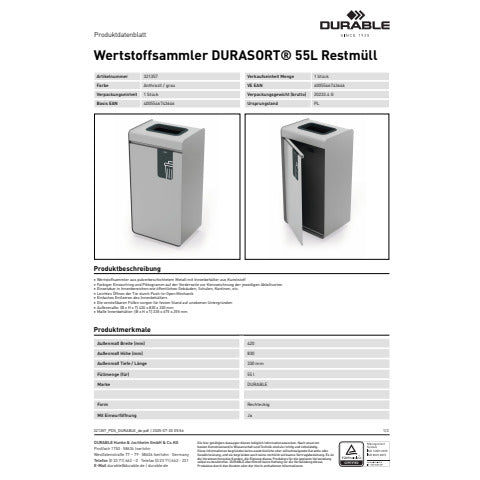 durable-sistema-raccolta-rifiuti-durasort-55-l-indifferenziata-grigio-antracite-3213-57