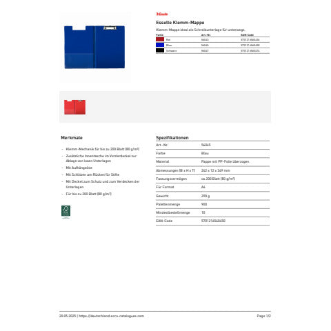 esselte-portablocco-clip-daily-cartoncino-polipropilene-24-3x34-cm-blu-56045