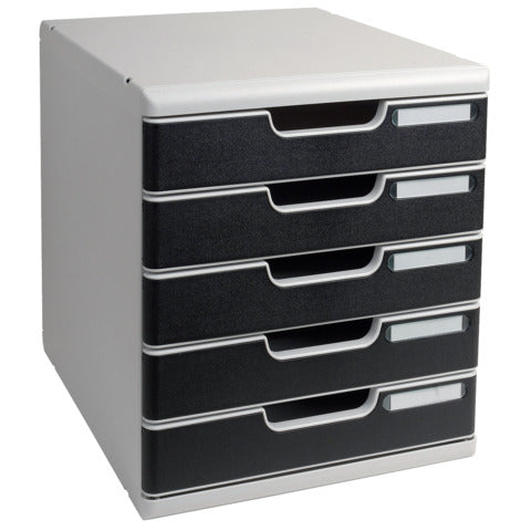 exacompta-cassettiera-modulo-classic-5-cassetti-28-8x35x32-cm-grigio-nero-301014d