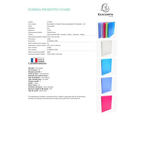 exacompta-raccoglitore-anelli-chromaline-4-anelli-diametro-15-mm-ppl-a4-5-colori-assortiti-51169e