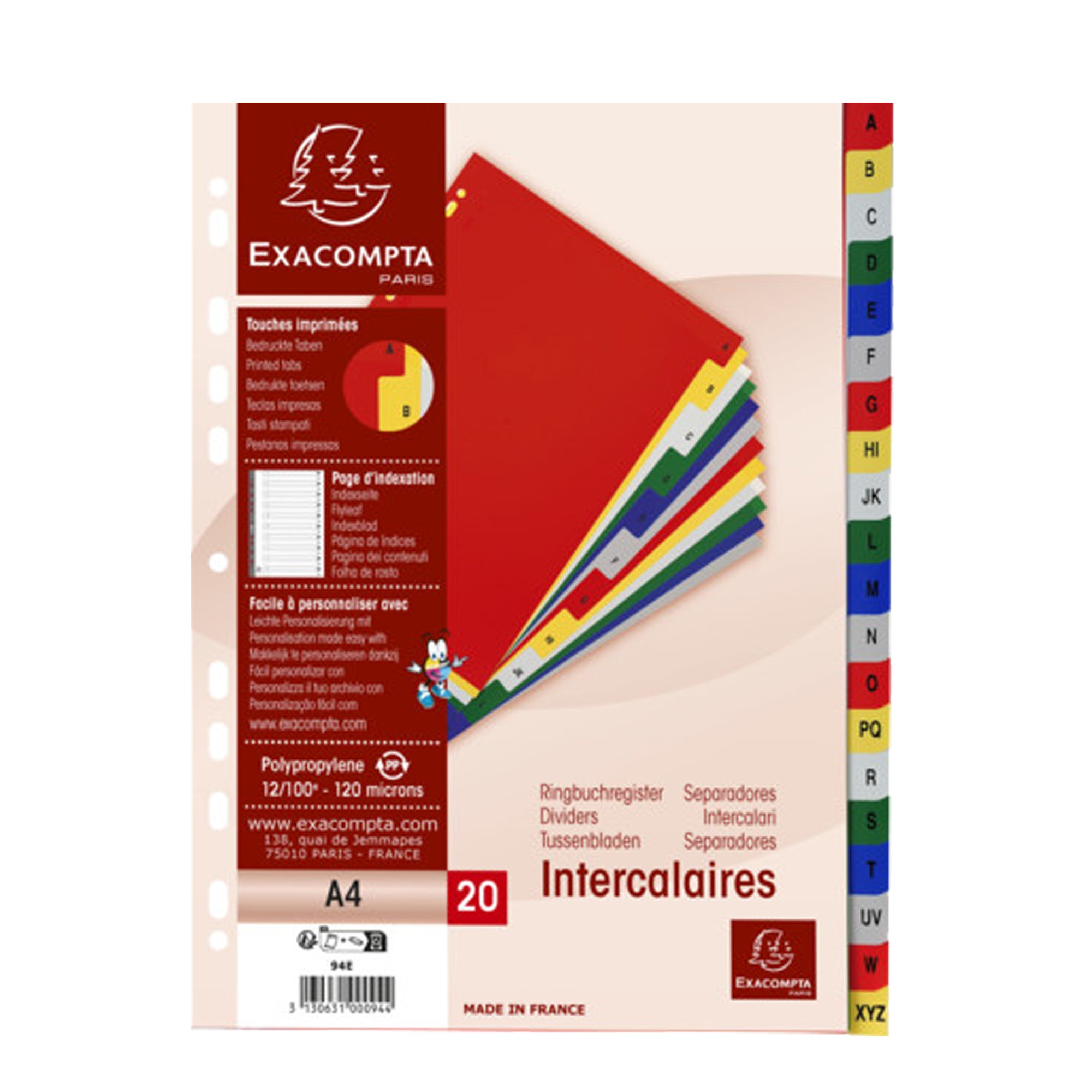 exacompta-separatore-alfabetico-a-z-20-tacche-ppl-colorato-a4-94e