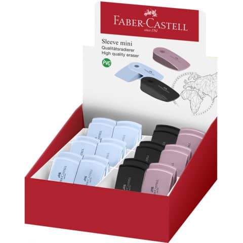faber-castell-display-gomma-mini-sleeve-24-pezzi-colori-assortiti-nero-blu-rosa-182477