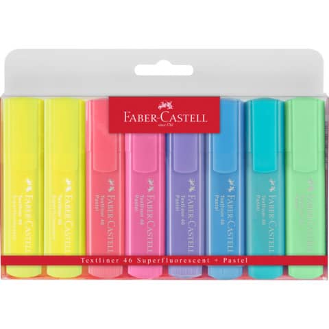 faber-castell-evidenziatori-textliner-46-pastel-1-2-5-mm-colori-assortiti-conf-8-pezzi-154681