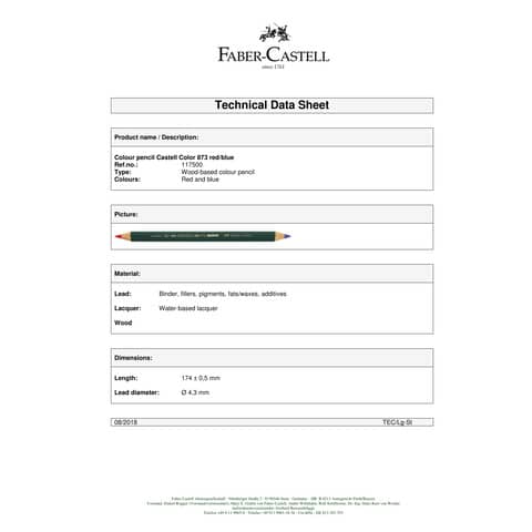 faber-castell-matita-bicolore-castell-color-873-rossa-blu-117500