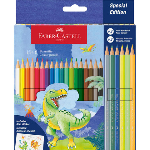 faber-castell-matite-colorate-fusto-esagonale-conf-18-classic-dinosauro-6-metallic-111222
