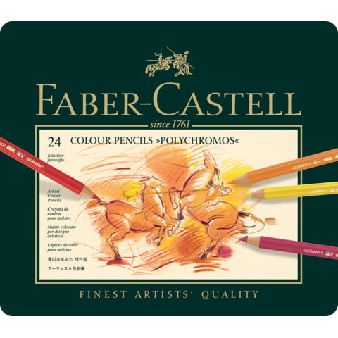 faber-castell-matite-colorate-permanenti-faber-castell-polychromos-mina-3-8-mm-box-metallo-colori-assortiti-conf-24-pezzi-110024