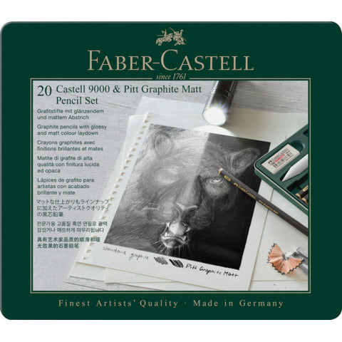 faber-castell-matite-colorate-pitt-graphite-matt-castell-9000-conf-20-colori-assortiti-115224
