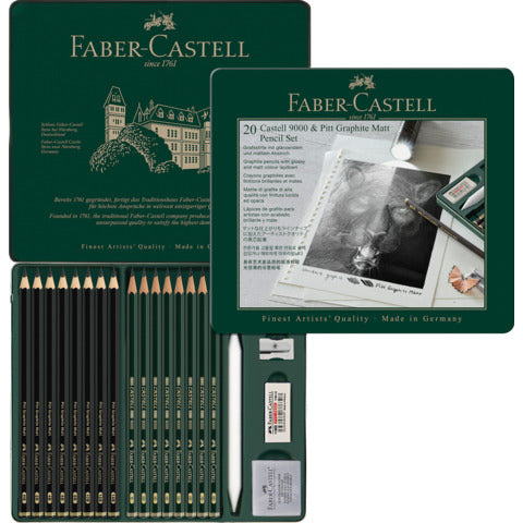 faber-castell-matite-colorate-pitt-graphite-matt-castell-9000-conf-20-colori-assortiti-115224