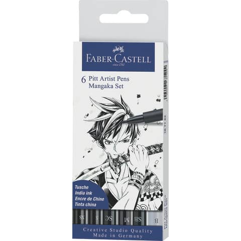 faber-castell-penna-inchiostro-pigmentato-faber-castell-pitt-artist-conf-6-pezzi-manga-set-167124