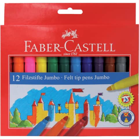 faber-castell-pennarelli-castello-jumbo-punta-grossa-5-mm-assortiti-astuccio-cartone-12-554312