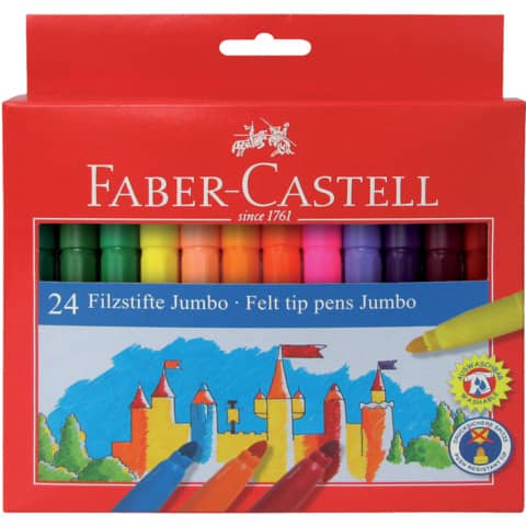 faber-castell-pennarelli-castello-jumbo-punta-grossa-5-mm-assortiti-astuccio-cartone-24-554324