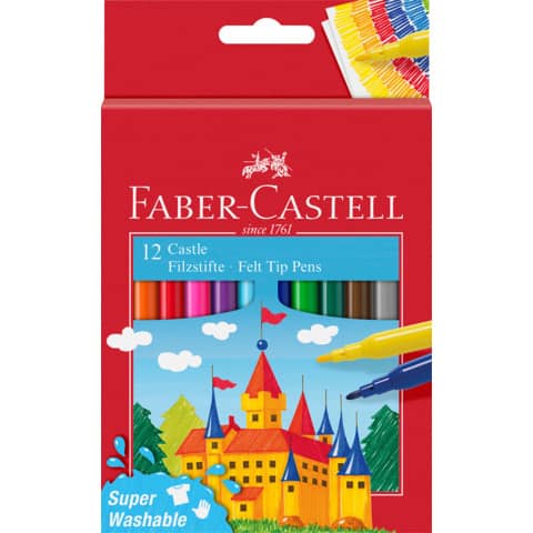 faber-castell-pennarelli-faber-castell-castello-superlavabili-punta-fine-3-mm-assortiti-astuccio-cartone-12-pezzi-554201
